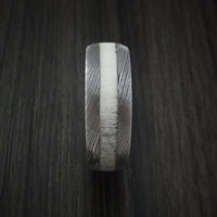 Deer Antler Ring inlaid in Solid Damascus Steel Hunters Wedding Band Custom Made