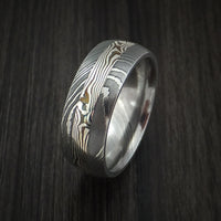 Damascus and Sterling Silver Mokume Gane Ring Custom Made