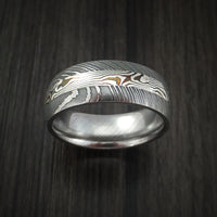 Damascus and Sterling Silver Mokume Gane Ring Custom Made