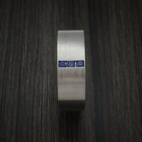 Titanium and Sapphire Ring Custom Made Wedding Band