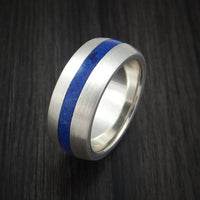 Sterling Silver Ring with Lapis Inlay Custom Made Band