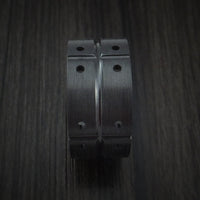 Wide Black Titanium or Black Zirconium Custom Men's Ring with an Industrial Design
