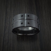 Wide Black Titanium or Black Zirconium Custom Men's Ring with an Industrial Design