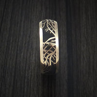 14K Yellow Gold Ring with Tree Branches Custom Made Band