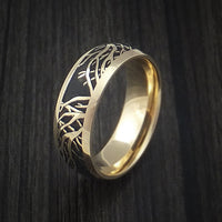 14K Yellow Gold Ring with Tree Branches Custom Made Band