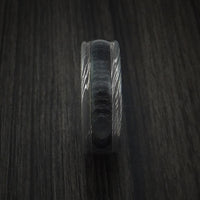 Wood Ring and DAMASCUS Ring inlaid with CHARCOAL HARD WOOD with Anodized Sleeve Custom Made