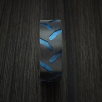 Black Zirconium Anodized Tractor Tire Tread Ring Custom Made Band
