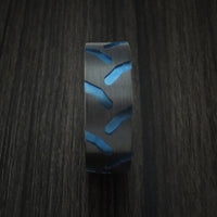 Black Titanium Anodized Tractor Tire Tread Ring Custom Made Band