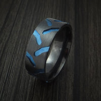 Black Zirconium Anodized Tractor Tire Tread Ring Custom Made Band
