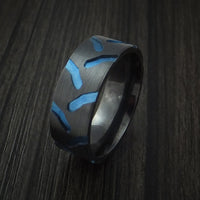Black Titanium Anodized Tractor Tire Tread Ring Custom Made Band