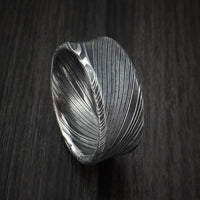 Kuro Damascus Steel Ring Concave Shape Wedding Band Custom Made