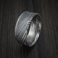 Kuro Damascus Steel Ring Concave Shape Wedding Band Custom Made
