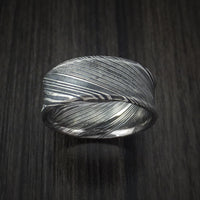 Kuro Damascus Steel Ring Concave Shape Wedding Band Custom Made