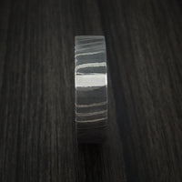 Damascus Steel and Platinum Ring Custom Made Band