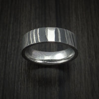 Damascus Steel and Platinum Ring Custom Made Band