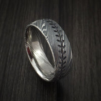 Kuro Damascus Steel Baseball Stitch Ring with Tumble Finish