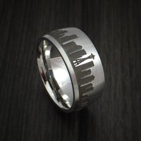Cobalt Chrome Ring with Seattle Skyline Cityscape Custom Made Band