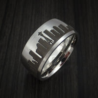 Cobalt Chrome Ring with Seattle Skyline Cityscape Custom Made Band