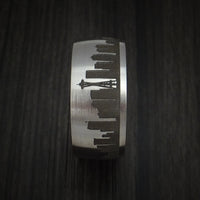 Cobalt Chrome Ring with Seattle Skyline Cityscape Custom Made Band