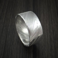 Kuro Damascus Steel Wide Ring Custom Made Wedding Band
