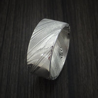 Kuro Damascus Steel Wide Ring Custom Made Wedding Band