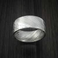 Kuro Damascus Steel Wide Ring Custom Made Wedding Band