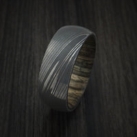 Damascus Steel Ring with Hardwood Sleeve Custom Made