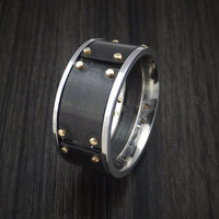 Black Zirconium and Cobalt Chrome Ring with 14k Yellow Gold Custom Made Band