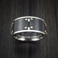 Black Zirconium and Cobalt Chrome Ring with 14k Yellow Gold Custom Made Band