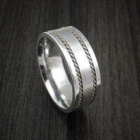 Cobalt Chrome Ring with Twisted Sterling Silver Inlays Custom Made Band