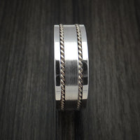 Cobalt Chrome Ring with Twisted Sterling Silver Inlays Custom Made Band