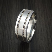 Cobalt Chrome Ring with Twisted Sterling Silver Inlays Custom Made Band