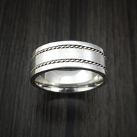 Cobalt Chrome Ring with Twisted Sterling Silver Inlays Custom Made Band