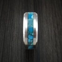 Cobalt Chrome and Turquoise Stone Ring Custom Made Band