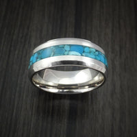 Cobalt Chrome and Turquoise Stone Ring Custom Made Band