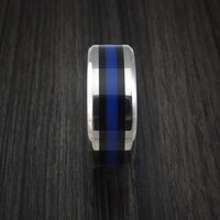Titanium Thin Blue Line Police Ring Custom Made Band Any Size