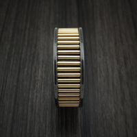 Black Zirconium and 14K Yellow Gold Rods Ring Custom Made Band