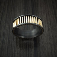 Black Zirconium and 14K Yellow Gold Rods Ring Custom Made Band