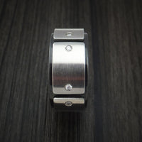 Black Zirconium and Cobalt Chrome Ring with Diamonds Custom Made Band