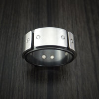 Black Zirconium and Cobalt Chrome Ring with Diamonds Custom Made Band