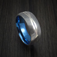 Damascus Steel 14K White Gold Celtic Knot Ring Infinity Design Anodized Wedding Band