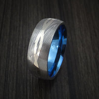 Damascus Steel 14K White Gold Celtic Knot Ring Infinity Design Anodized Wedding Band