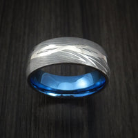Damascus Steel 14K White Gold Celtic Knot Ring Infinity Design Anodized Wedding Band