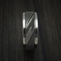 Damascus Steel and Titanium Spinner Ring Custom Made Band