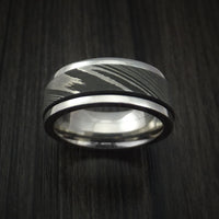 Damascus Steel and Titanium Spinner Ring Custom Made Band