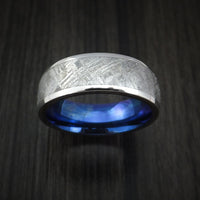 Cobalt Chrome Ring with Gibeon Meteorite Inlay and Anodized Titanium Sleeve Custom Made