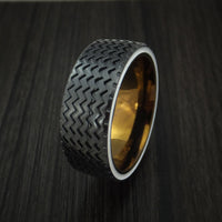 Black Titanium Hot Rod White Wall Tire Tread Spinner Ring Custom Made Anodized Band