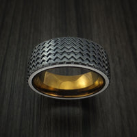 Black Zirconium Hot Rod White Wall Tire Tread Spinner Ring Custom Made Anodized Band