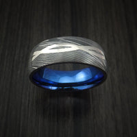 Damascus Steel 14K White Gold Celtic Knot Ring Infinity Design Anodized Wedding Band