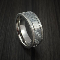 Cobalt Chrome Hammered Ring with Silver Carbon Fiber Inlay Custom Inlay